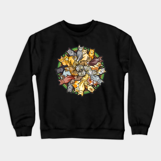 Cat Mandala - Cat Cyclone Crewneck Sweatshirt by Bits